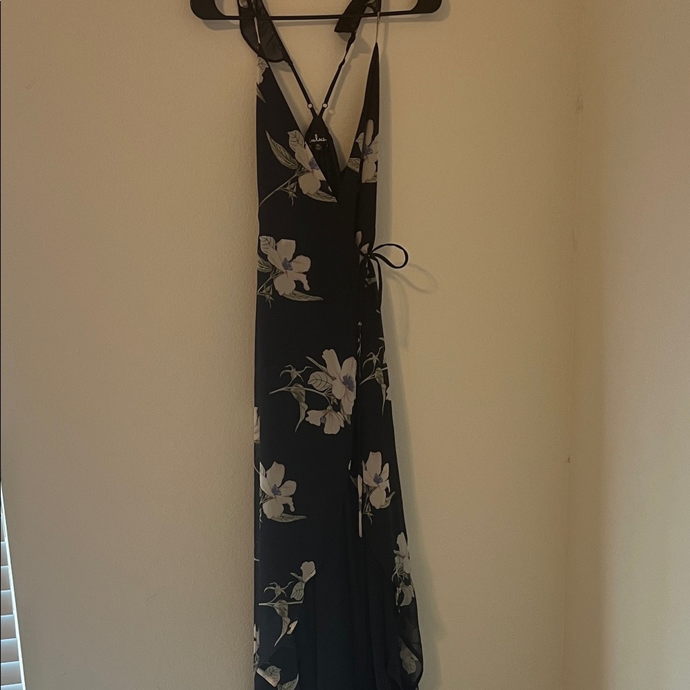 Floral Navy Wrap Dress